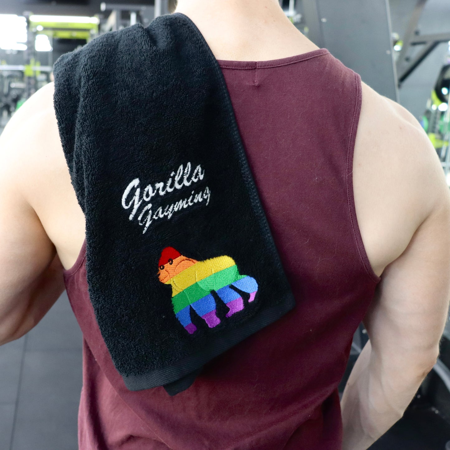 Custom GorillaGayming Embroidered Gym Towel - 100% Cotton (Black)
