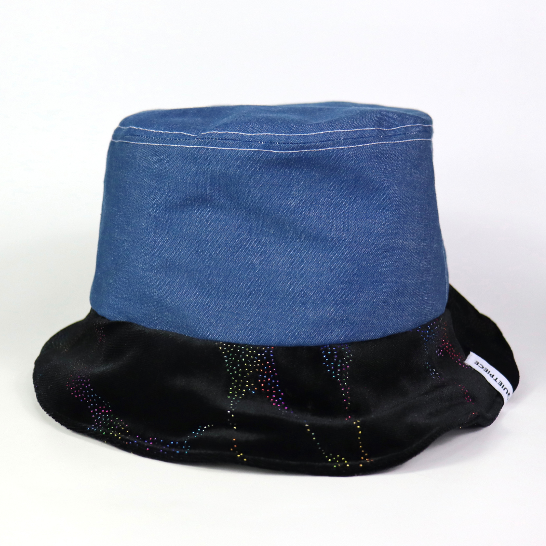 QuietPiece Velvet Rainbow Snail Trail Reversible Bucket Hat | Limited Edition